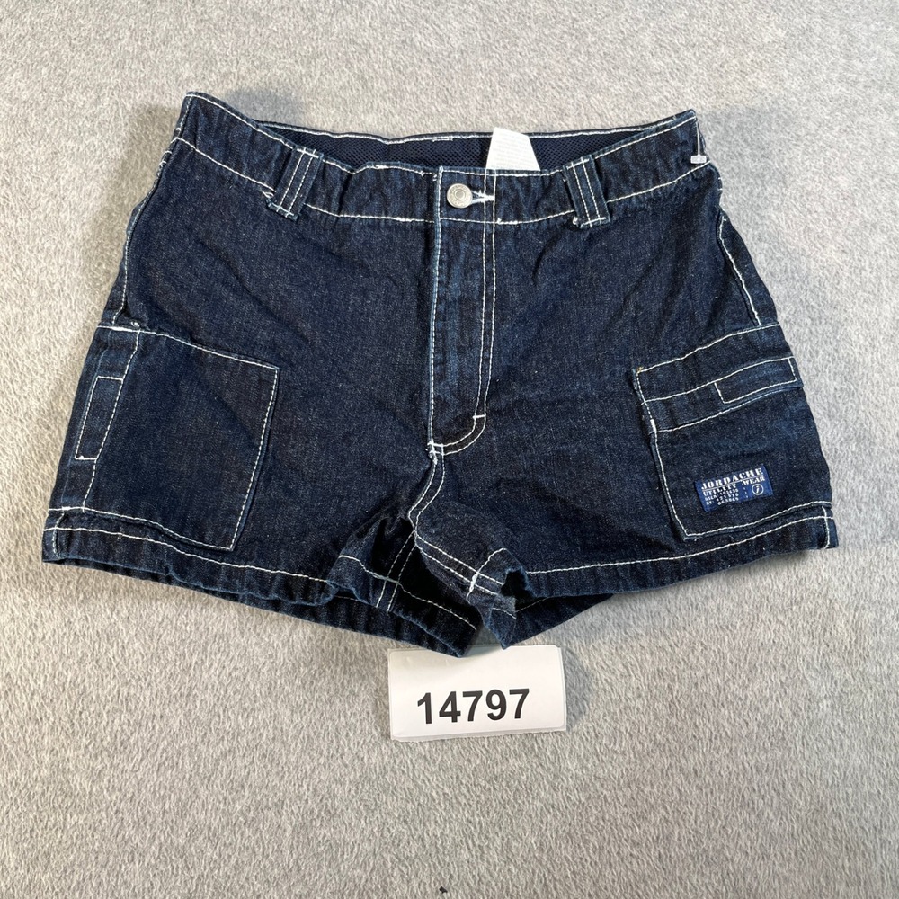 Jordache Utility Denim Shorts Women 7/8 Dark Blue Excellent Cargo Stitch